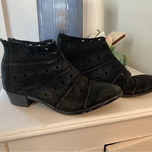 Michael Kors Black Cutout Suede Ankle Boots